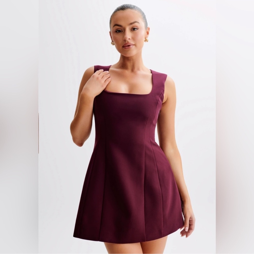 Meshki Merlot Mini Dress - Cassidy Crepe Off Shoulder Mini Dress